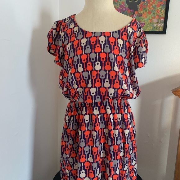 ModCloth Peach Love *Rare* Guitar Mini Dress - Picture 4 of 7